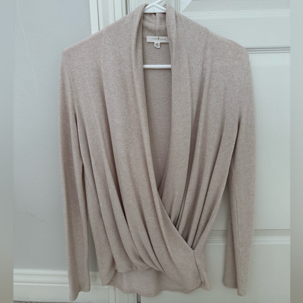 Anthropologie Cashmere Cream V-Neck Sweater by PURE+GOOD